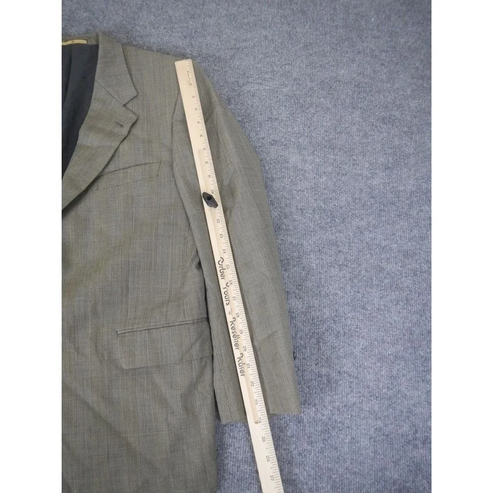 Joseph Abboud 100% Wool Sport Coat Blazer Men's 40S Beige Plaid Classic Business